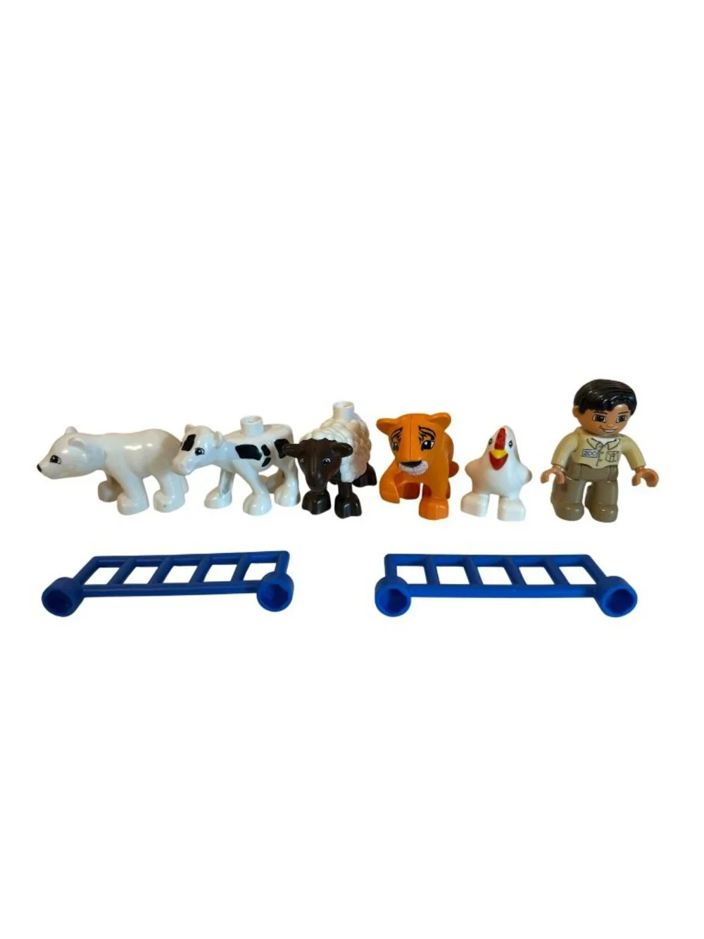 LEGO Duplo Farm Zoo Animal Lot Cow Sheep Tiger Chicken Fences Zoookeeer Figures